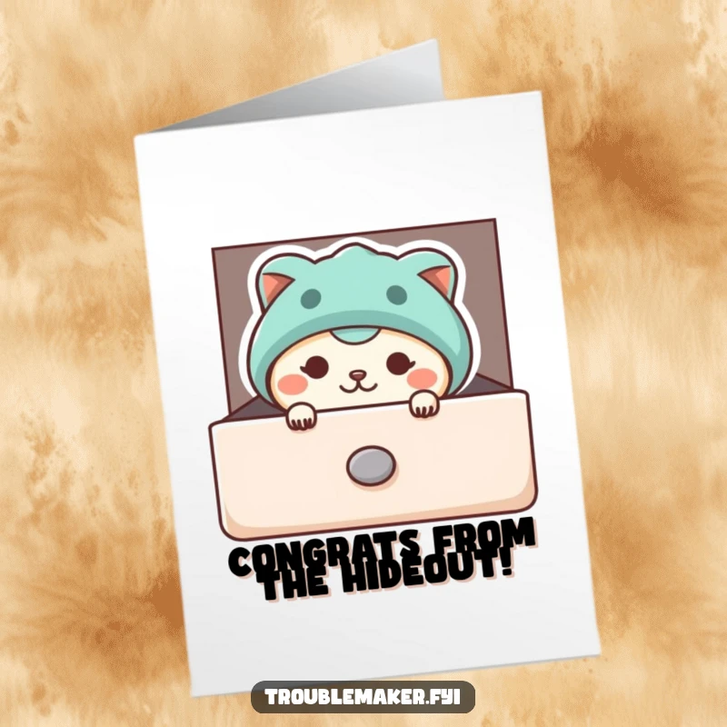 Funny Free Printable Congratulations Card: Animal hides in a drawer, a hilarious downloadable gift.