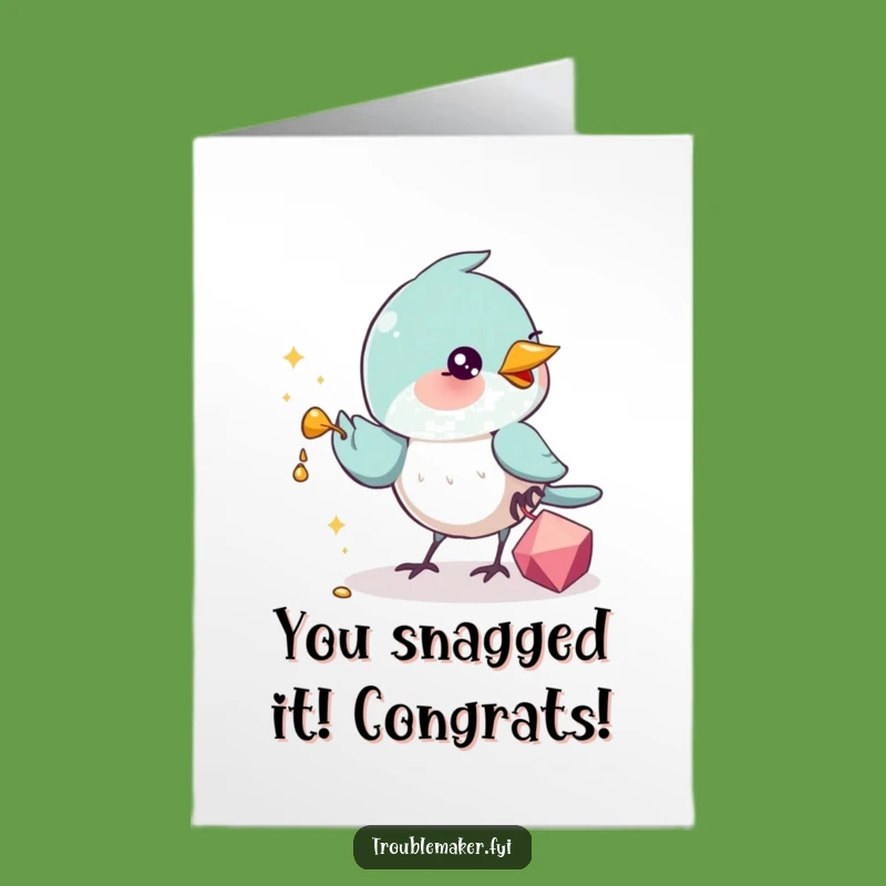 Free Printable Congrats Card: Funny Bird Thief Design - Instant Humorous Download