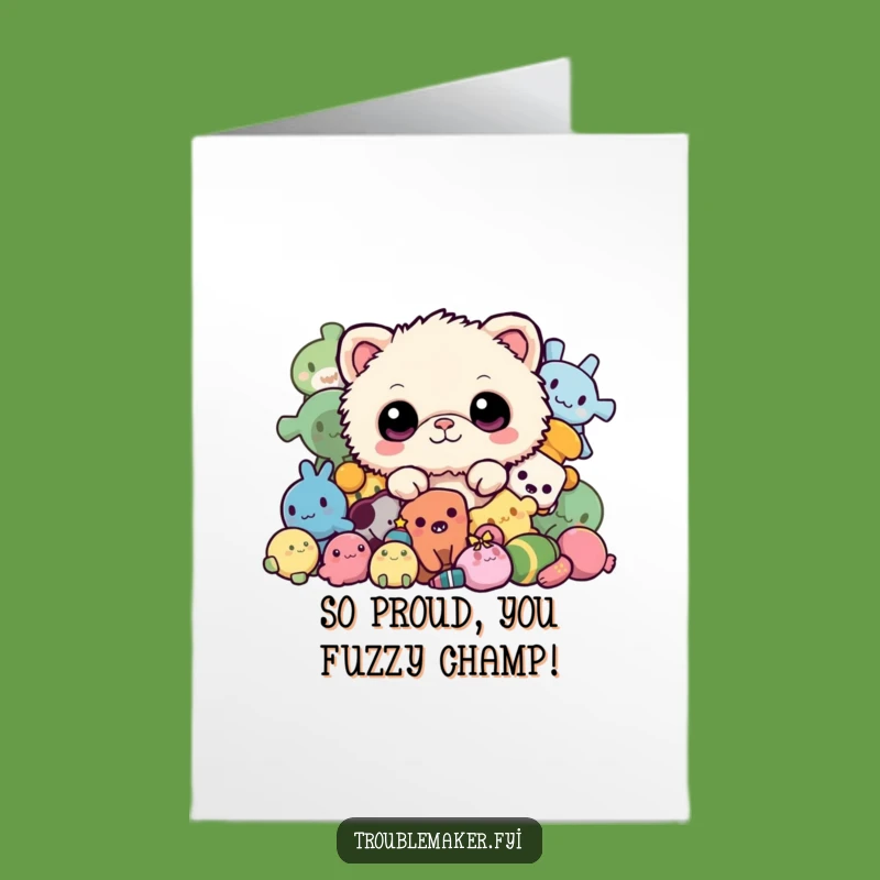 Free Printable Congrats Card: Fuzzy Toy Peek - Sweet Downloadable Achievement Greeting