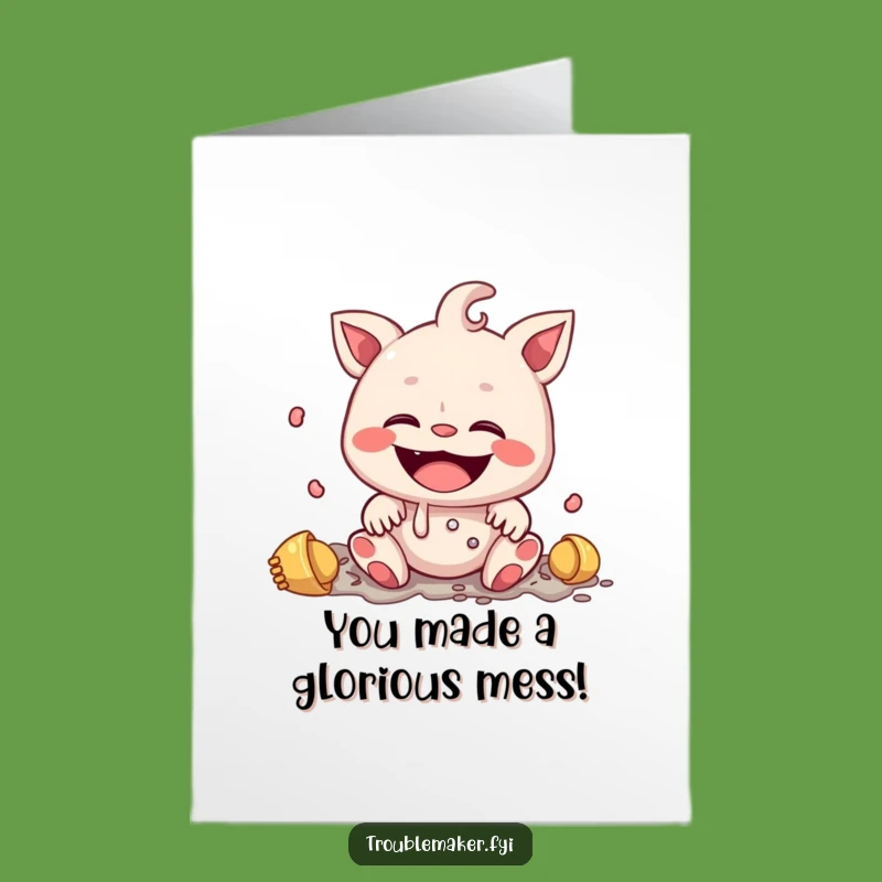 Free Printable Congrats Card: Messy Creature Smile, Hilarious Downloadable Achievement Gift