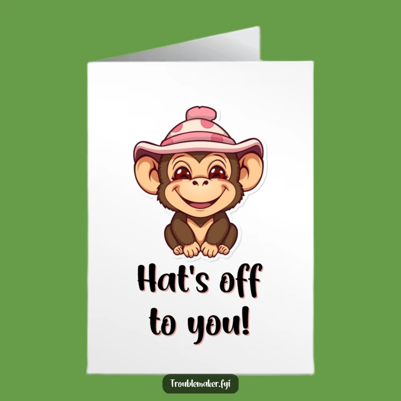 Free Printable Congrats Card: Silly Monkey Hat - Funny Downloadable Gift