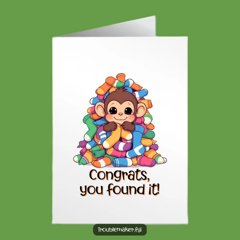 Free Printable Congrats Card: Sock Monkey Surprise Downloadable Gift