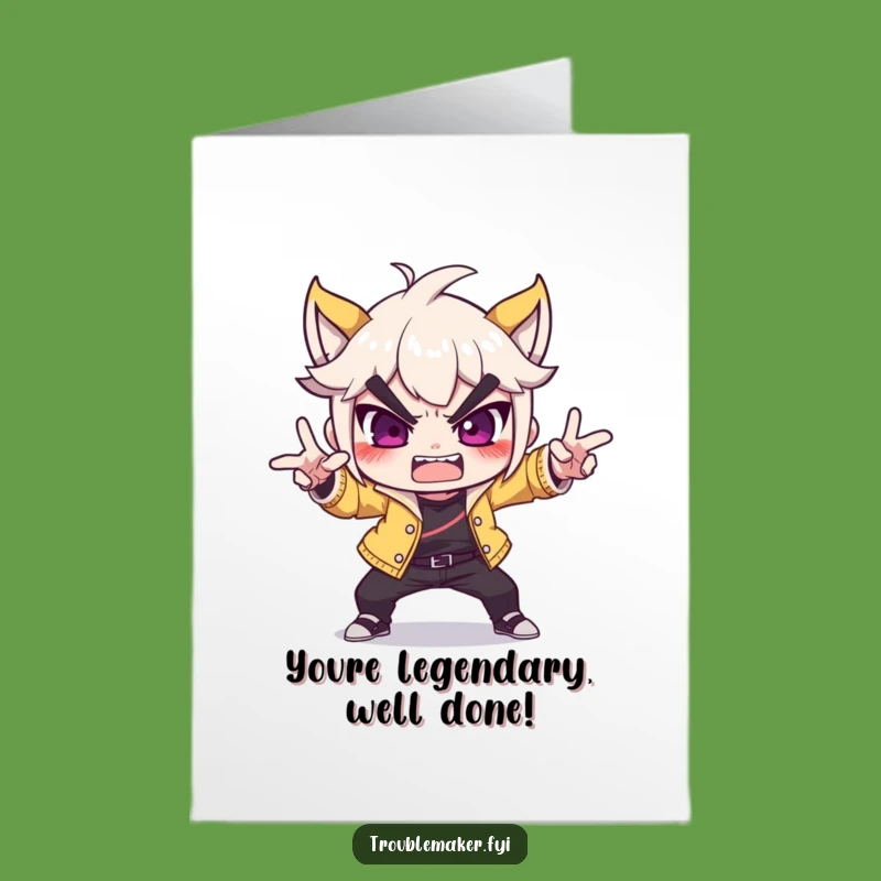 Free Printable Congrats Card: Troublemaker's Dramatic Pose for Big Wins