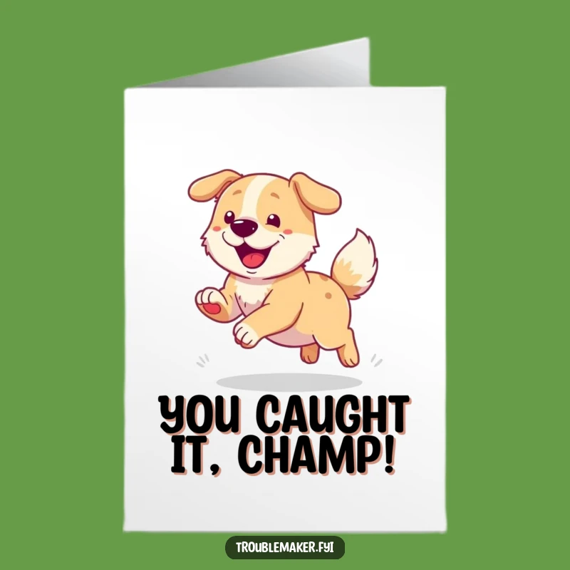 Free Printable Congrats Card: Dog Tail Chase Funny Downloadable Gift