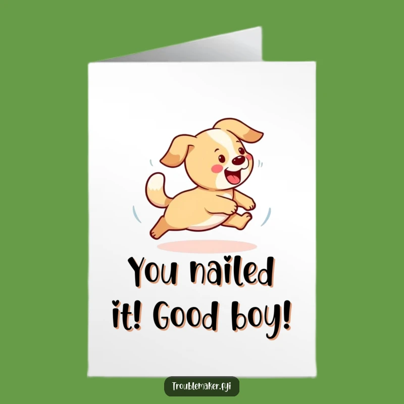 Free Printable Congrats Card: Dog Tail Chasing Funny Downloadable Gift