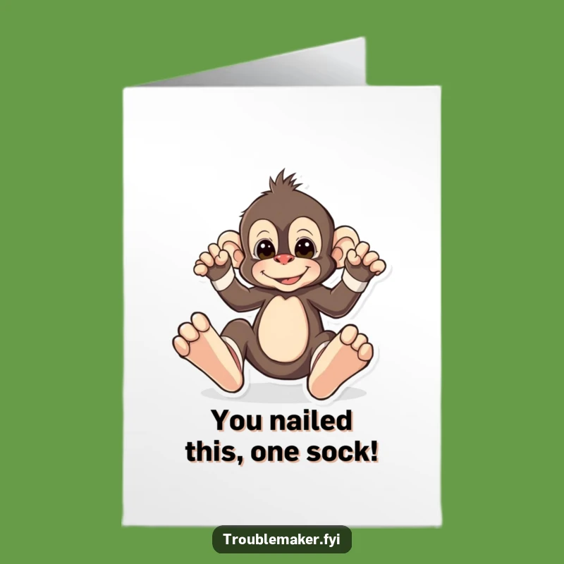 Free Printable Congrats Card: Mismatched Socks Monkey Funny Downloadable Gift