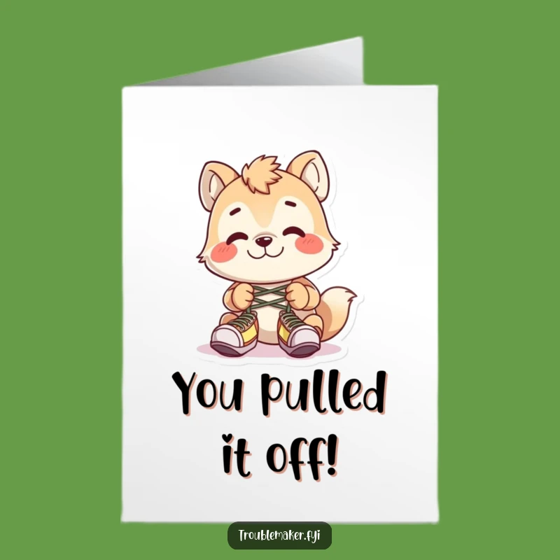 Free Printable Congrats Card: Troublemaker Animal Shoelace Prank for a Laughable Win!