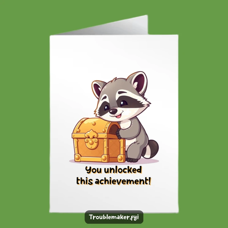 Free Printable Congrats Card: Raccoon Treasure Lock Pick Funny Downloadable Gift