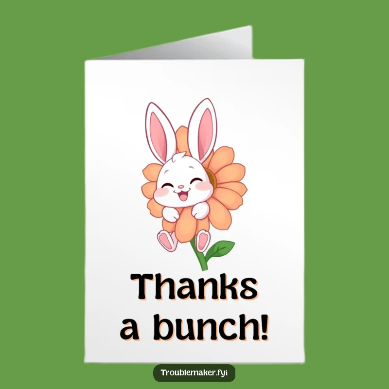 Free Printable Thank You Card: Giggling Bunny Flower Gratitude - DIY & Downloadable!
