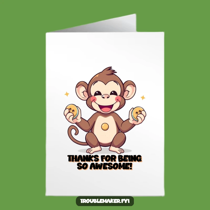 Free Printable Thank You Card: Juggling Monkey Fun Downloadable Gift
