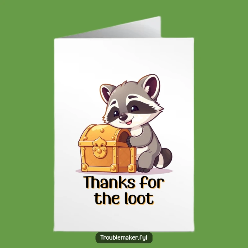 Free Printable Thank You Card: Raccoon Treasure Lock Pick Funny Downloadable Gift