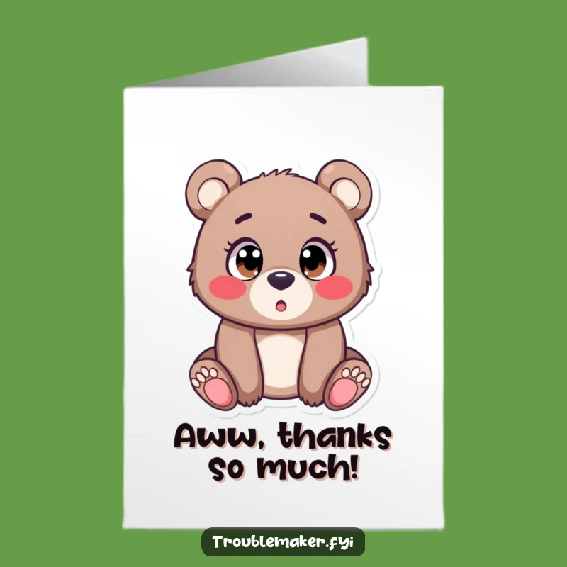 Free Printable Thank You Card: Surprised Cub - Heartfelt Downloadable Thanks