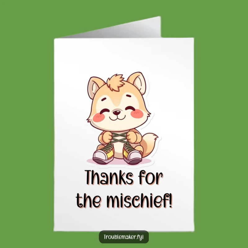 Free Printable Thank You Card: Troublemaker Animal's Shoelace Trick, A Hilarious Downloadable Note!