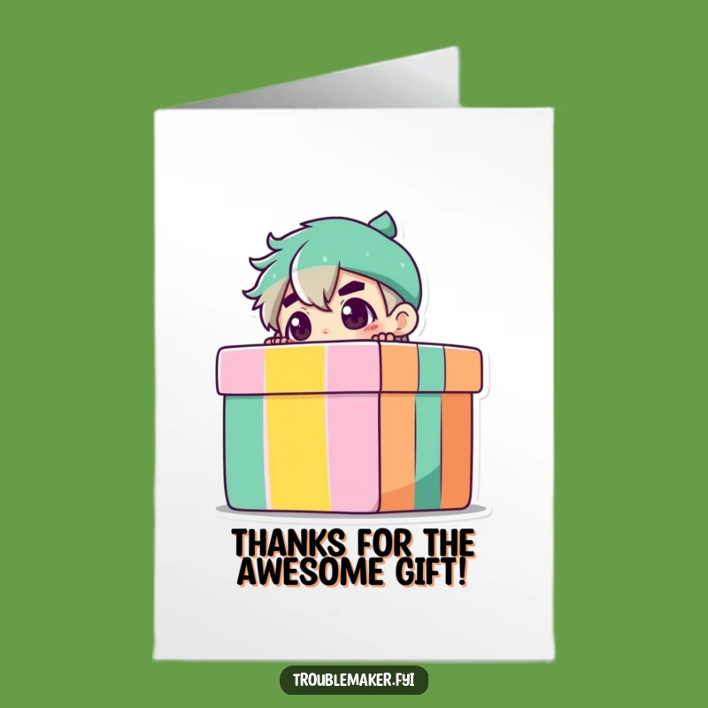 Funny Free Printable Thank You Card: Peeking Troublemaker, Gift Box Appreciation Download