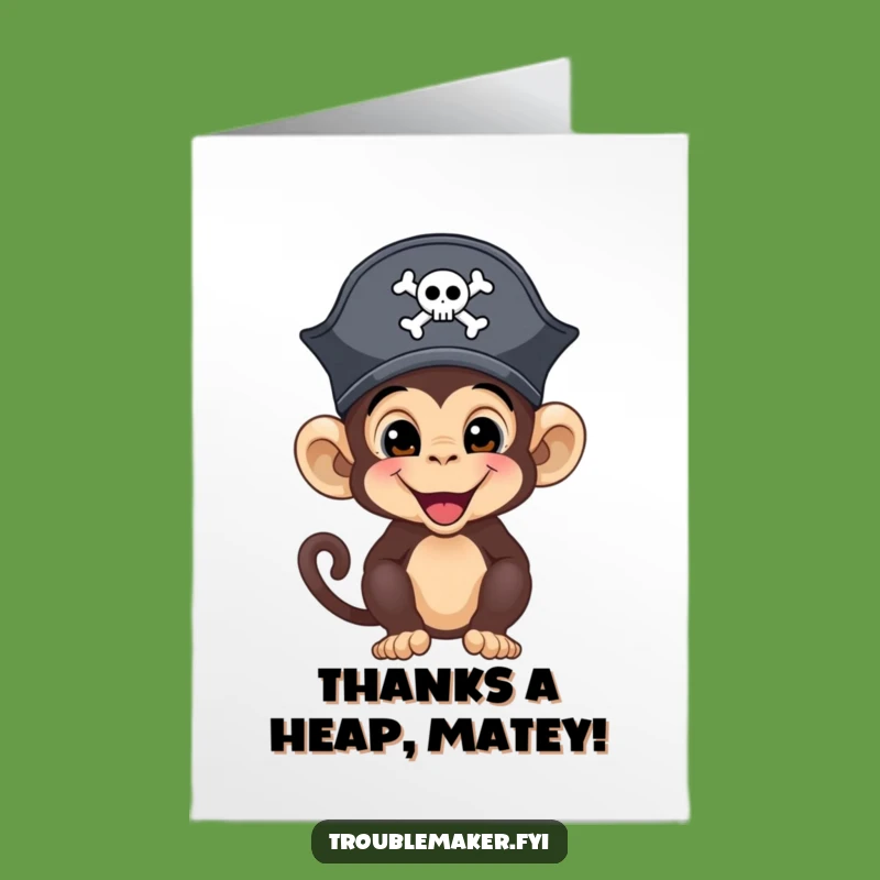 Free Printable Thank You Card: Grateful Pirate Monkey Downloadable Gift