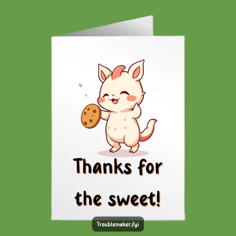 Free Printable Thank You Card: Cookie Dance Creature, Hilarious Downloadable Gratitude Gift