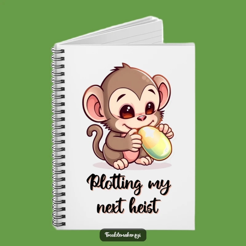 Funny Monkey Thief Notebook - Adorable Creature Stealing Shiny Object Journal
