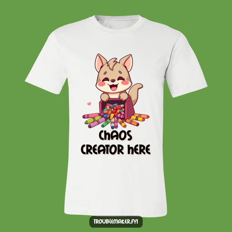 Funny Messy Art Tee: Trouble Maker Spilling Crayons, Great Gift