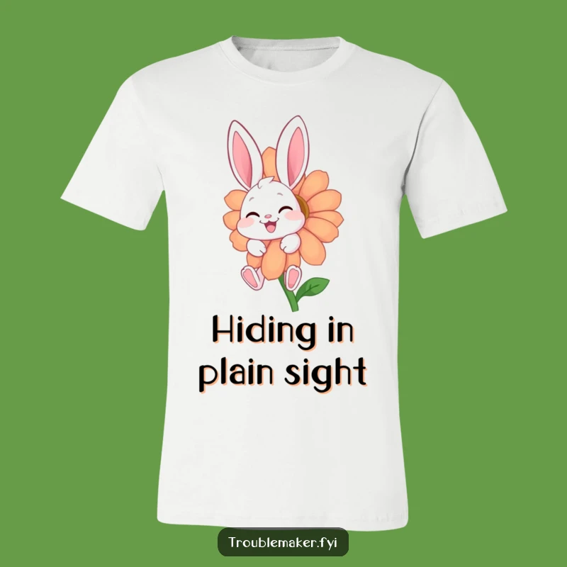 Funny Giggling Bunny T-Shirt: Cute Flower Character Tee for Animal Lovers