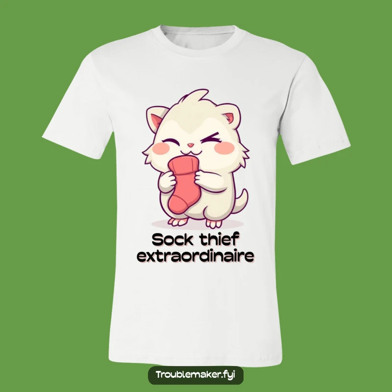 Funny Creature Sock Thief T-Shirt - Hilarious Apparel for Laundry Day Detectives