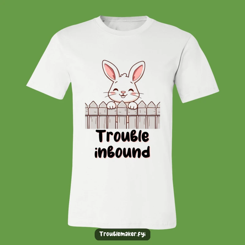 Funny Rabbit T-Shirt: Cheeky Hare Peeking Over Fence, Hilarious Casual Wear