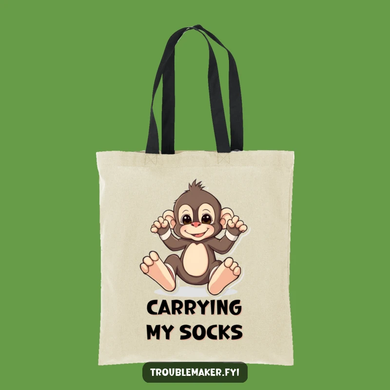 Funny Monkey Mismatched Socks Tote Bag - Carry Your Style with Hilarious Primate Flair!