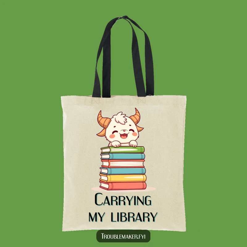 Funny Book Balance Creature Tote Bag: Carry Your Books with Playful Style