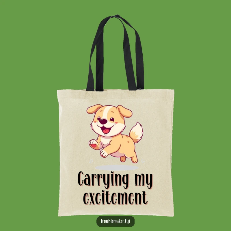 Funny Dog Chasing Tail Tote Bag - Carry Your Dog Mom Pride