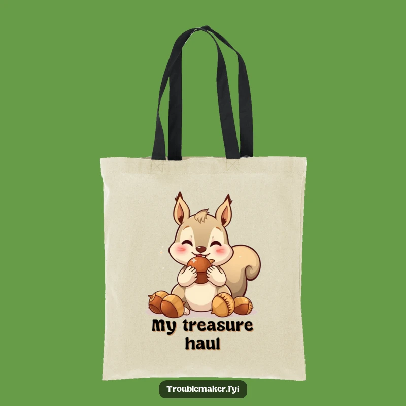 Funny Squirrel Acorn Tote Bag: Spirited Character Shopping Bag Gift