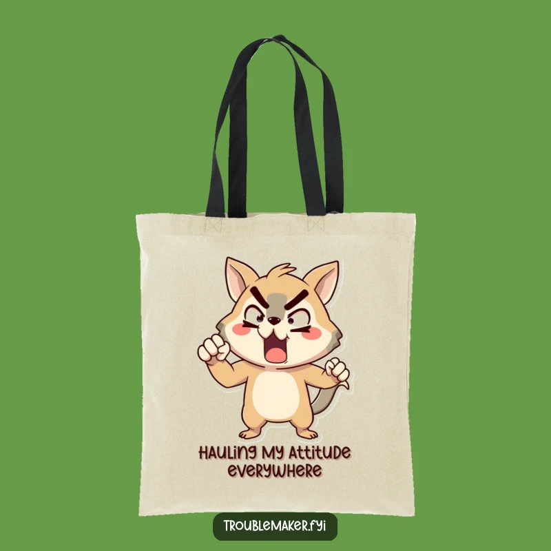 Funny Defiant Animal Tote Bag - Exaggerated Pose Practicality with Personality