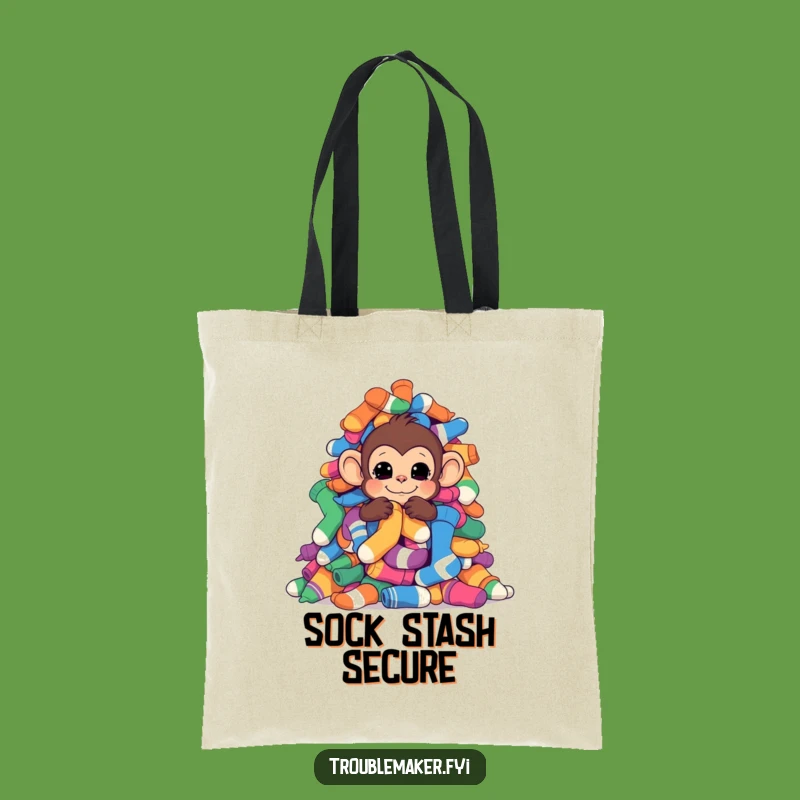 Funny Sock Hiding Monkey Tote Bag: Carry Your Treasures with Playful Charm